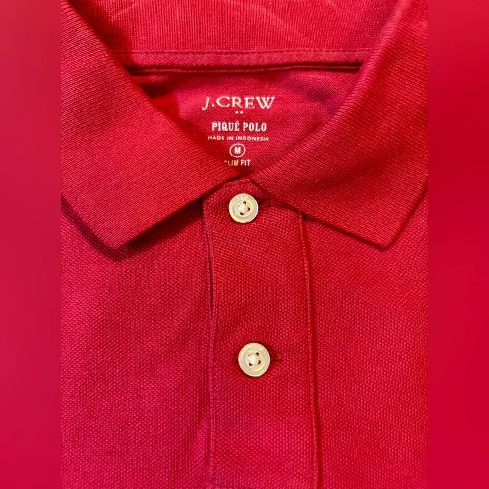 J. Crew Men’s Medium Red‎ Slim Fit Pique Polo Shirt